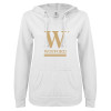 Thumbnail image for  ENZA Womens White V Notch Raw Edge Fleece Hoodie