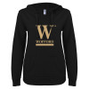 Thumbnail image for  ENZA Womens Black V Notch Raw Edge Fleece Hoodie