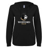 Thumbnail image for  ENZA Womens Black V Notch Raw Edge Fleece Hoodie