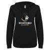 Thumbnail image for  ENZA Womens Black V Notch Raw Edge Fleece Hoodie