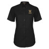 Thumbnail image for  Womens Black Twill Button Up Short Sleeve