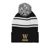 Thumbnail image for  Black/White Two Tone Knit Pom Beanie w/Cuff