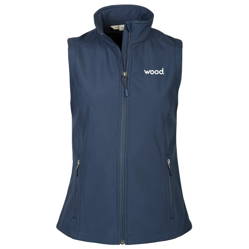 Womens Navy Core Softshell Vest-Primary Logo