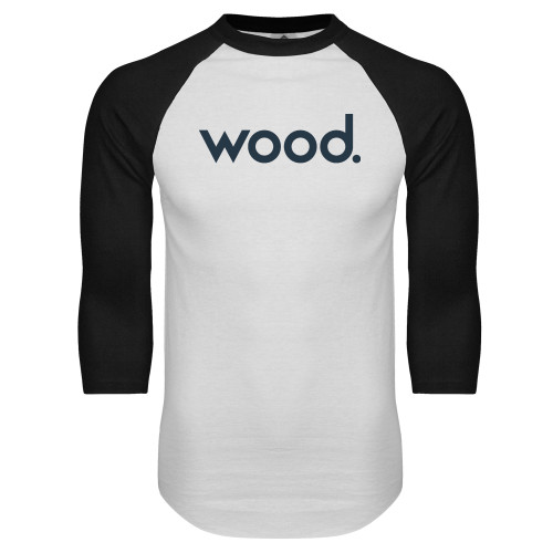 White/Black Raglan Baseball T Shirt-Primary Logo