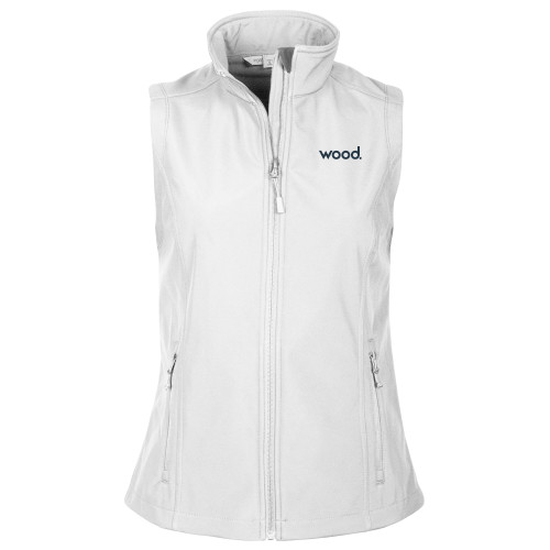 Womens White Core Softshell Vest-Primary Logo