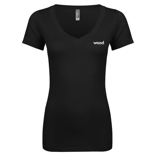 Next Level Womens Black Ideal V Tee-Primary Logo