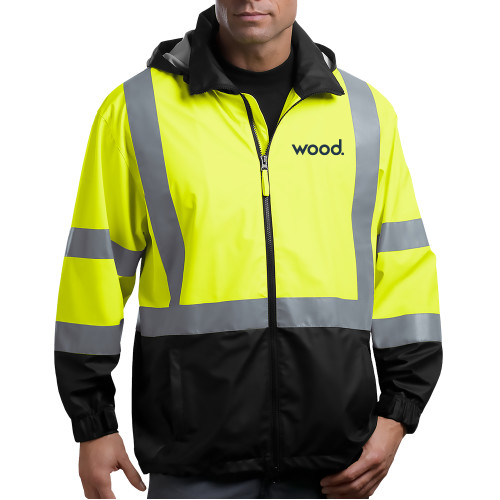 Safety Yellow ANSI 107 Class 3 Safety Windbreaker-Primary Logo