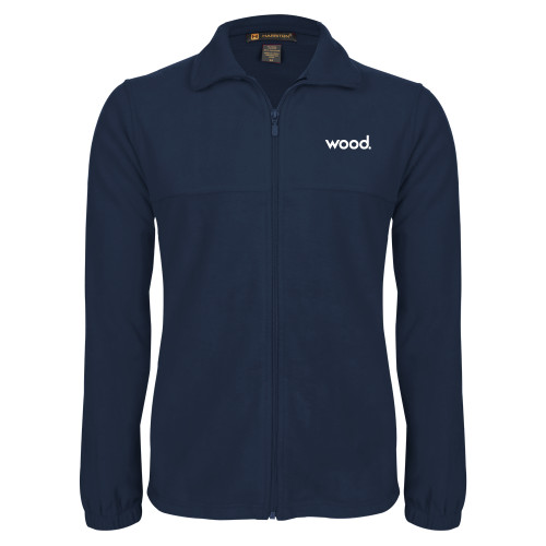 Navy Fleece Full Zip  Jacket-Primary Logo