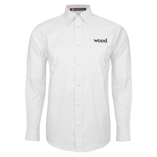 White Oxford Long Sleeve Shirt-Primary Logo