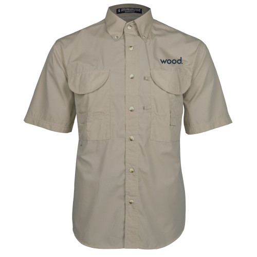 Khaki Fishing Shirt Performance Short Sleeve-Primary Logo