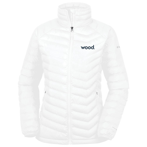 Columbia Womens White Powder Lite Jacket-Primary Logo