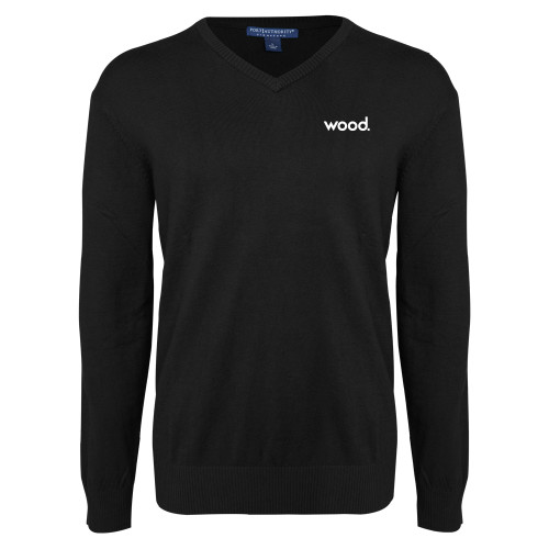 Black VNeck Sweater-Primary Logo