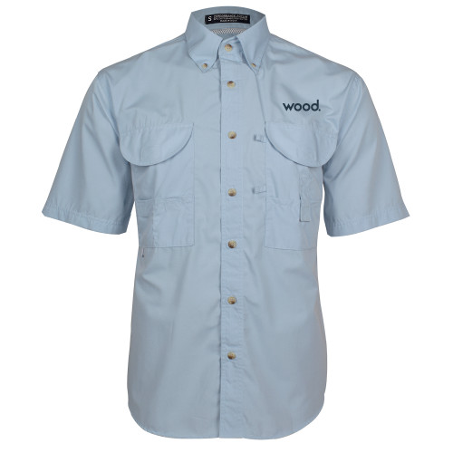 Light Blue Fishing Shirt Performance Short Sleeve -Primary Logo