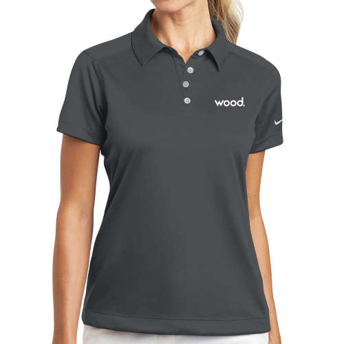 Womens Nike Dri Fit Charcoal Pebble Texture Sport Shirt-Primary Logo