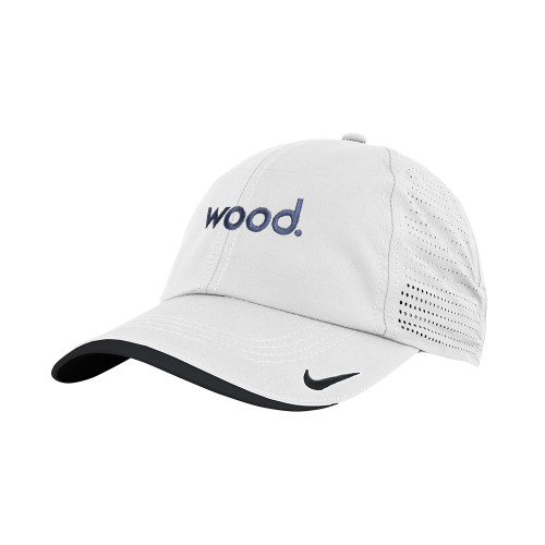 Nike White Dri Fit Perforated Hat-Primary Logo