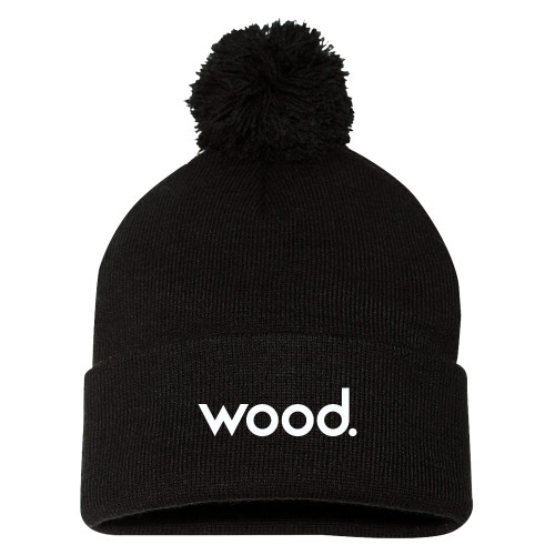 Sportsman Black Pom Pom Cuffed Beanie-Primary Logo