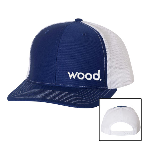 Richardson Royal/White Trucker Hat-Primary Logo Puff