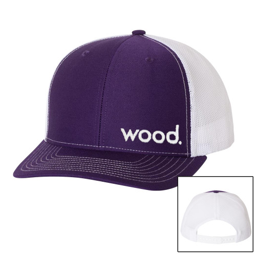 Richardson Purple/White Trucker Hat-Primary Logo Puff