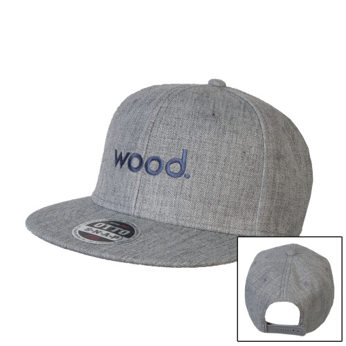 Heather Grey Wool Blend Flat Bill Snapback Hat-Primary Logo