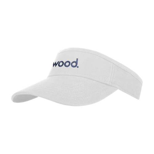 White Brushed Bull Denim Visor-Primary Logo