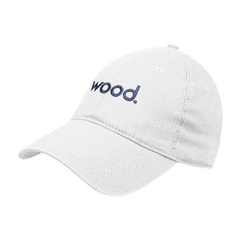 White Unstructured Adjustable Low Profile Hat-Primary Logo