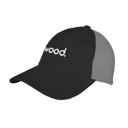 Black/Charcoal Mesh Back Unstructured Low Profile Hat-Primary Logo