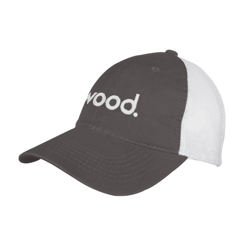 Charcoal/White Mesh Back Unstructured Low Profile Hat-Primary Logo
