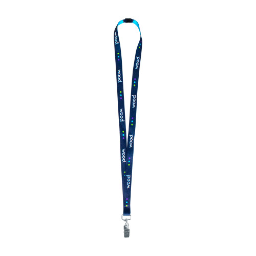 Wood Blue 5/8 Inch Digitally Sublimated Lanyard w/Bulldog Clip-