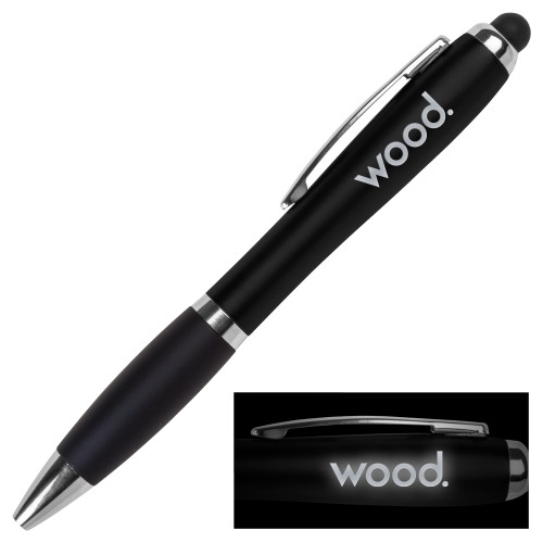 LIGHT UP LOGO Black Stylus Pen-Primary Logo Engraved