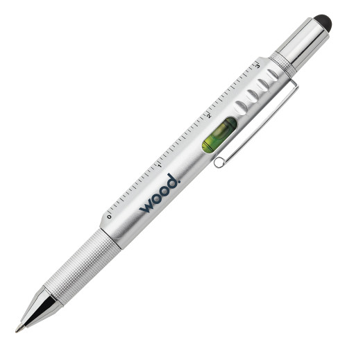 6 in 1 Silver Ballpoint Pen-Primary Logo