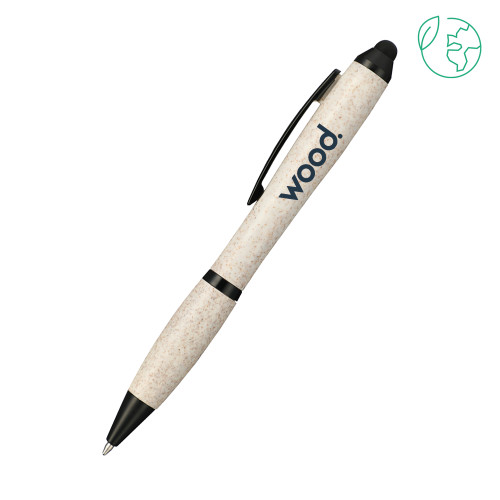 Nash Wheat Straw Ballpoint Beige Stylus Pen-Primary Logo