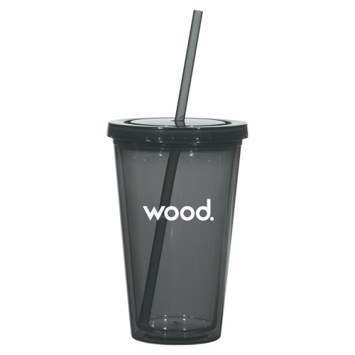 Madison Double Wall Charcoal Tumbler w/Straw 16oz-Primary Logo