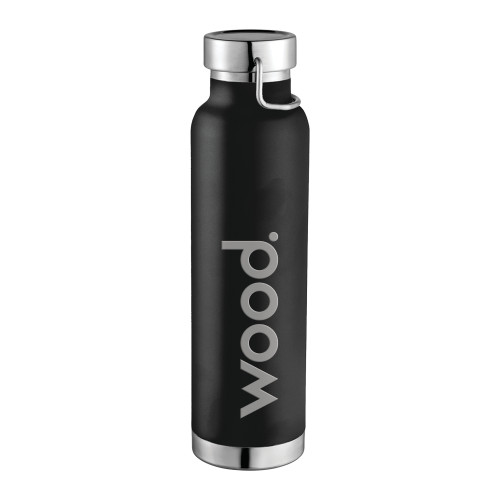 Thor Copper Vacuum Insulated Black Bottle 22oz-Primary Logo Engraved