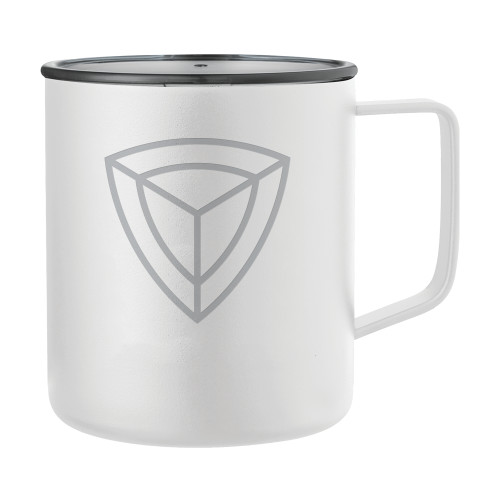 Rover Camp Vacuum Insulated White Mug 14oz-Safety Shield Alone Engraved