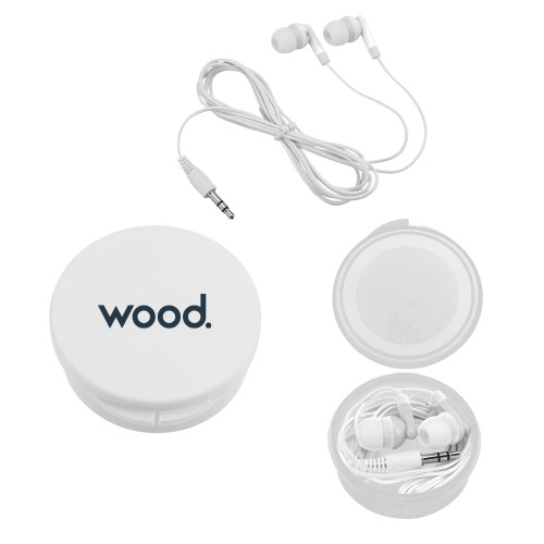 Ear Buds in White Case-Primary Logo