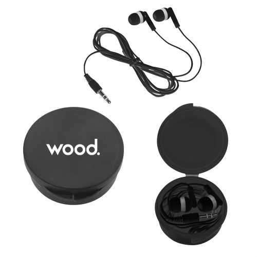 Ear Buds in Black Case-Primary Logo