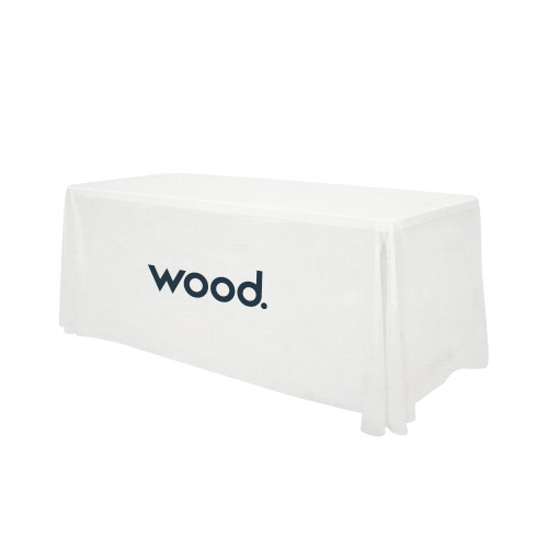 White 6 foot Table Throw-Primary Logo