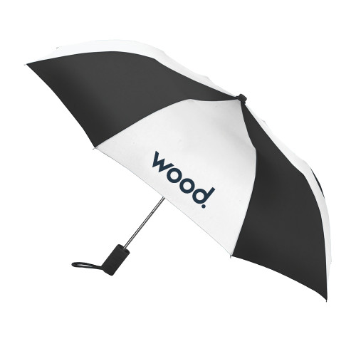 42 Inch Slim Stick Black/White Umbrella-Primary Logo