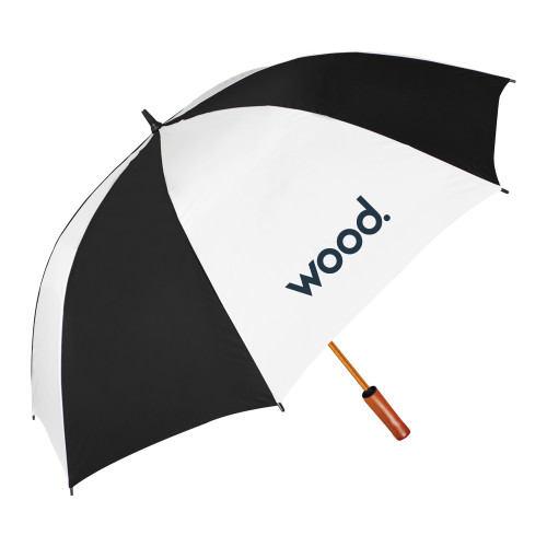 64 Inch Black/White Umbrella-Primary Logo