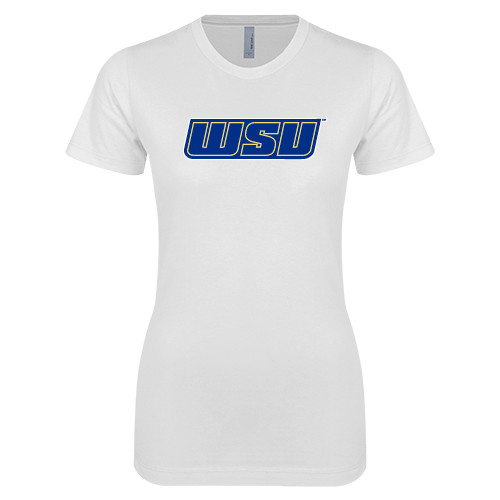  Next Level Womens White Boyfriend Tee - WSU