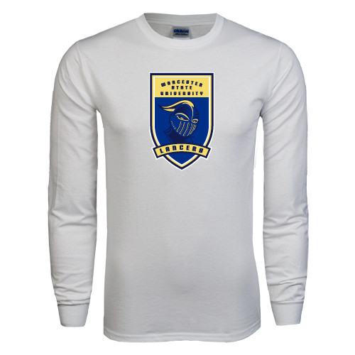  White Long Sleeve T Shirt - Lancer Shield