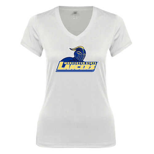  Next Level Womens White Ideal V Tee - Primary Mark