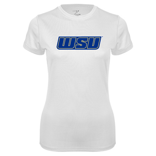  Womens White Performance Tee - WSU