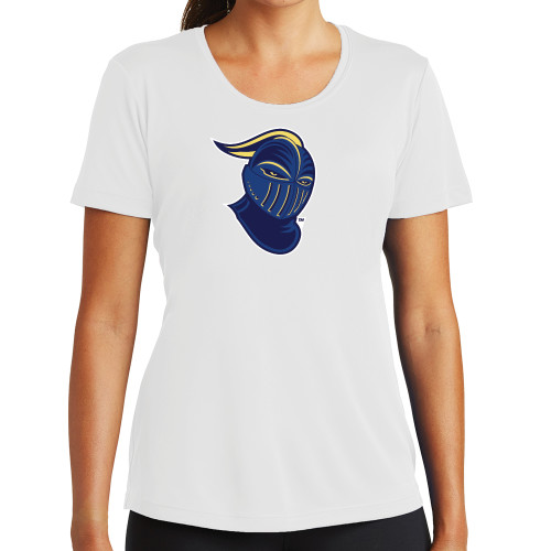 Womens White Performance Tee - Lancer Head