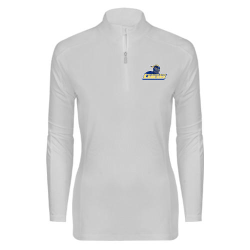  Syntrel Womens White Interlock 1/4 Zip - Primary Mark