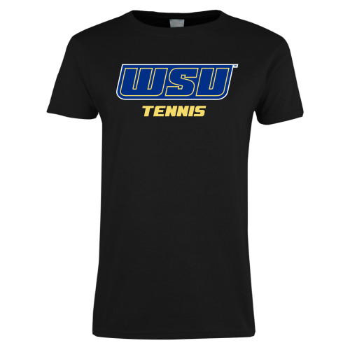  Womens Black Short Sleeve Tee - Tennis