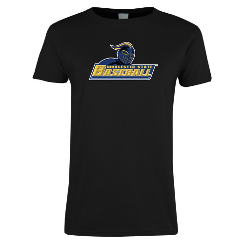  Womens Black Short Sleeve Tee - Baseball