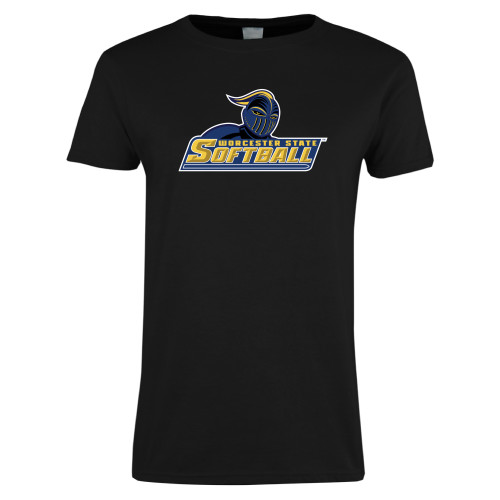  Womens Black Short Sleeve Tee - Softball