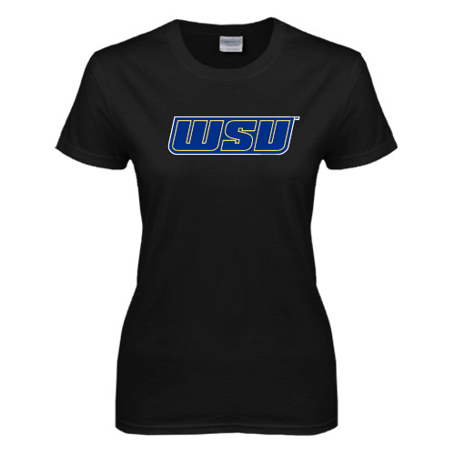  Womens Black Short Sleeve Tee - WSU