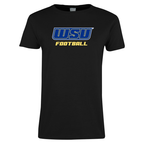 Womens Black Short Sleeve Tee - Football